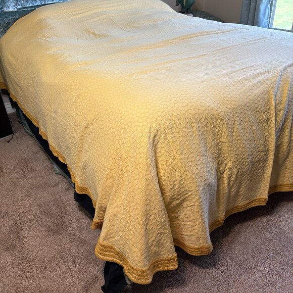 Vintage Morgan Jones Chenille Bedspread Mustard Yellow MCM - Picture 1 of 5